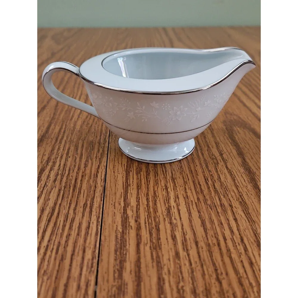 NORITAKE 6438 BUCKINGHAM BONE CHINA PLATINUM CREAMER & SUGAR BOWL